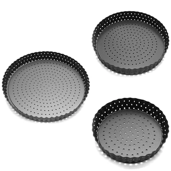 

Metal Non-Stick Perforated Pizza Pans Pie Pan Quiche Pan with Removable Bottom