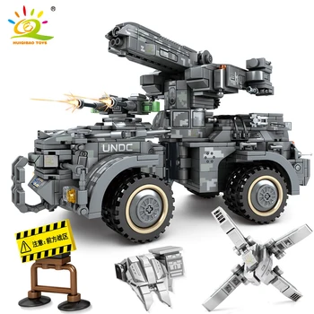 

HUIQIBAO 1112pcs Wandering Earth Artillery Truck Building Blocks military Army cannon Car vehicle Bricks set Toy For Children