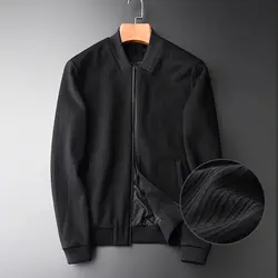 OLN мужская куртка с воротником-стойкой, три-di, мужская Трикотажная Темно-бахрома, мужские куртки и пальто, роскошный тренд, черные куртки для