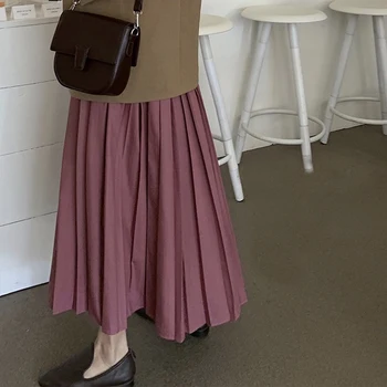 

2020 New Women Elegant Skirt Pink High Waist Women White Long Pleated Skirt Women Summer maxi Skirt Faldas Jupe Femme Saia