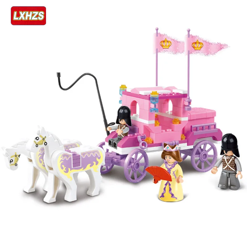 

137Pcs Legoinglys friends for girl Princess Royal Carriage Wagon Model Building Blocks Sets Figures Educational Toys For Girls