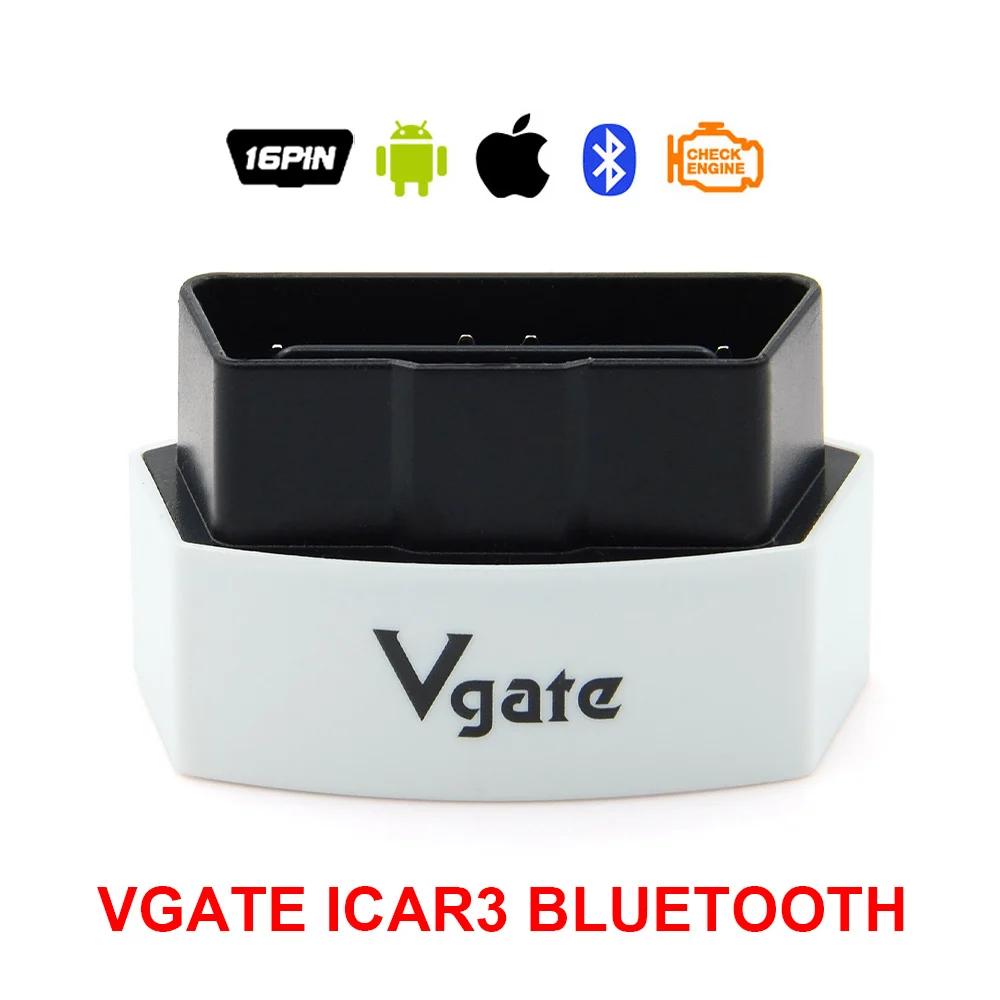 Elm327 Vgate iCar3 Bluetooth OBDII OBD2 elm327 iCar 3 Bluetooth диагностический интерфейс для Android ПК низкая цена - Цвет: White