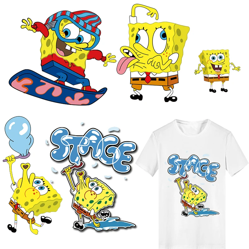 

Iron on Patches Heat Transfer Vinyl SpongeBob Patch Applications for Clothes Stripes on Clothes Stickers Applique Thermo Sticker
