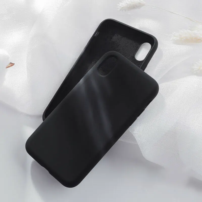 Для iPhone 11 Pro Max XS 6S 7 8P ударопрочный жидкий Силиконовый ТПУ кожаный чехол карамельный цвет - Цвет: Black