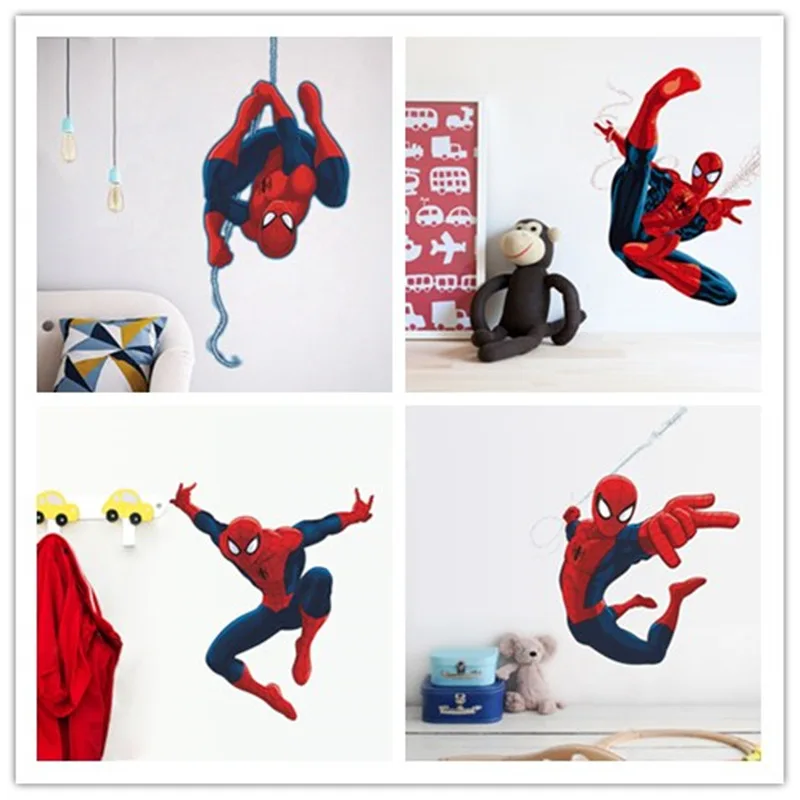 Мультфильм Человек-паук 3D человек-паук DIY Детская комната Детский сад Декор стены стикеры художественные Переводные обои