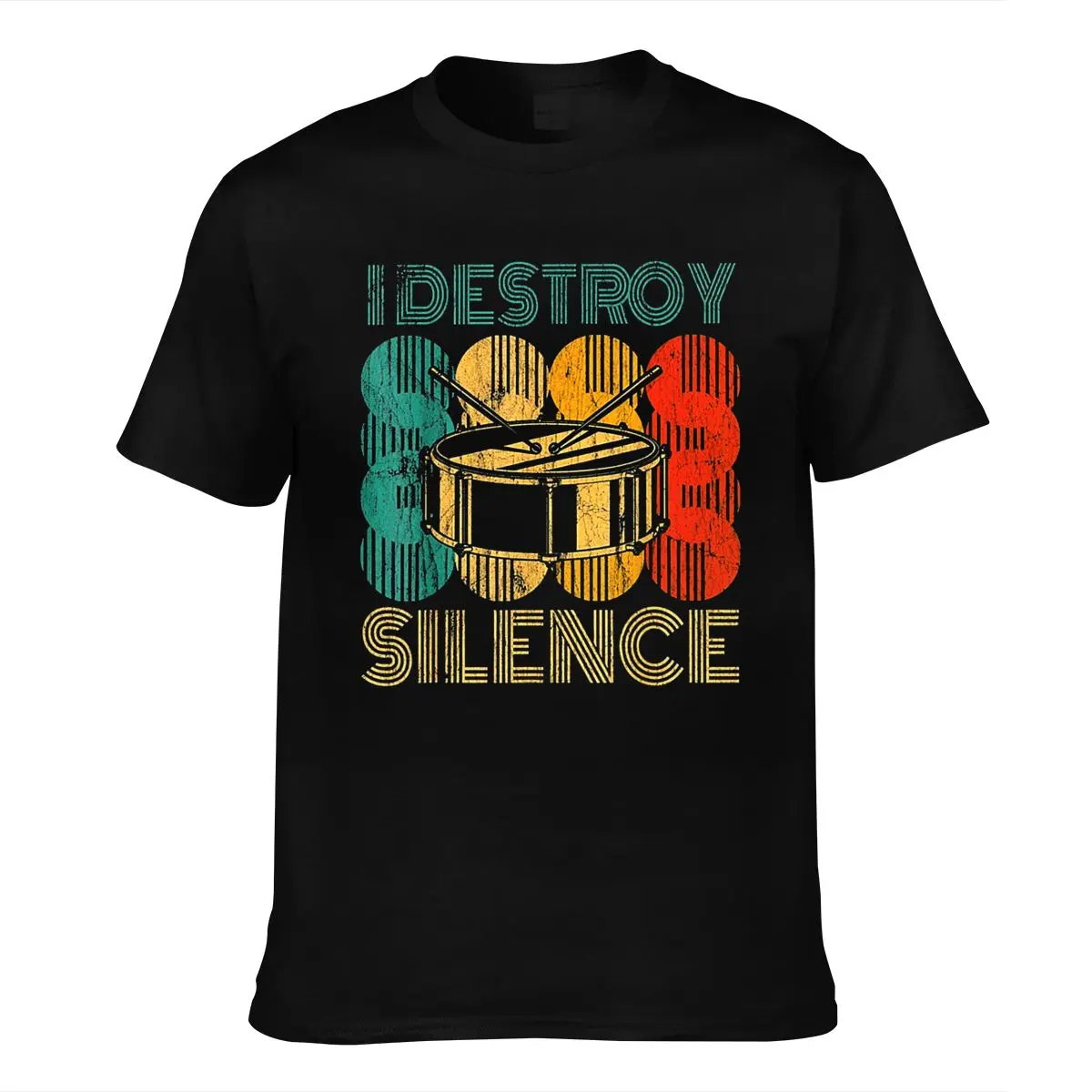 

Vintage Drumming Drummer Funny Birt Tee Shirt Basic Models Tops Hippie Clothes I Destroy Silence Drums Retro O-neck