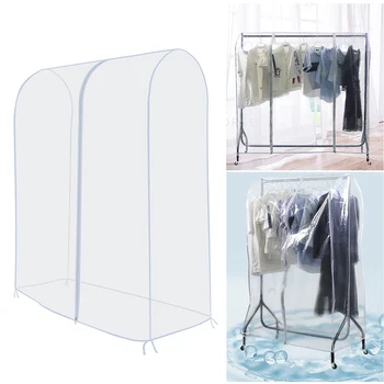 

Garment Hanger Dust Cover Rack Transparent PEVA Rail Rack Cover Clear Zip Clothes Waterproof Coat Clothes Storage Bag