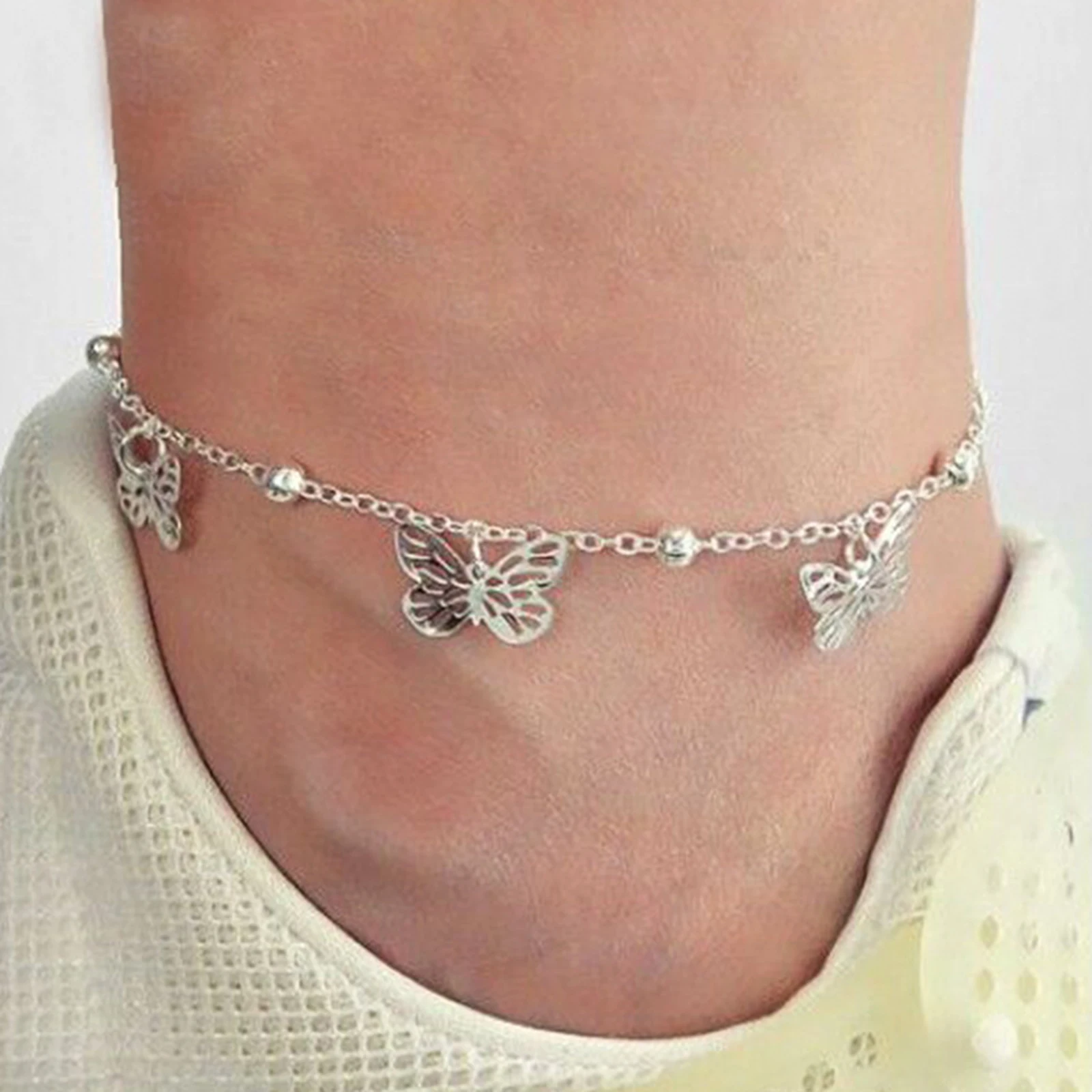 

Butterfly Anklet For Women Gold Silver Color Chain Anklet Bracelet on the leg Women Jewelry 2021 Summer Beach Accessories1 Piece