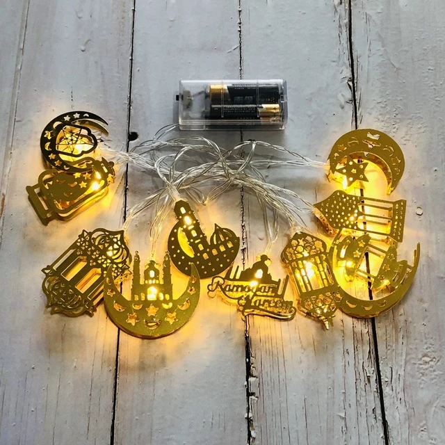 Decoración De Ramadán, Luces De Luna Y Estrella, Paquete De 3 Decoraciones De Eid Mubarak Con Ventosa, Luces LED Colgantes De Ramadán Para Interiores Y Exteriores