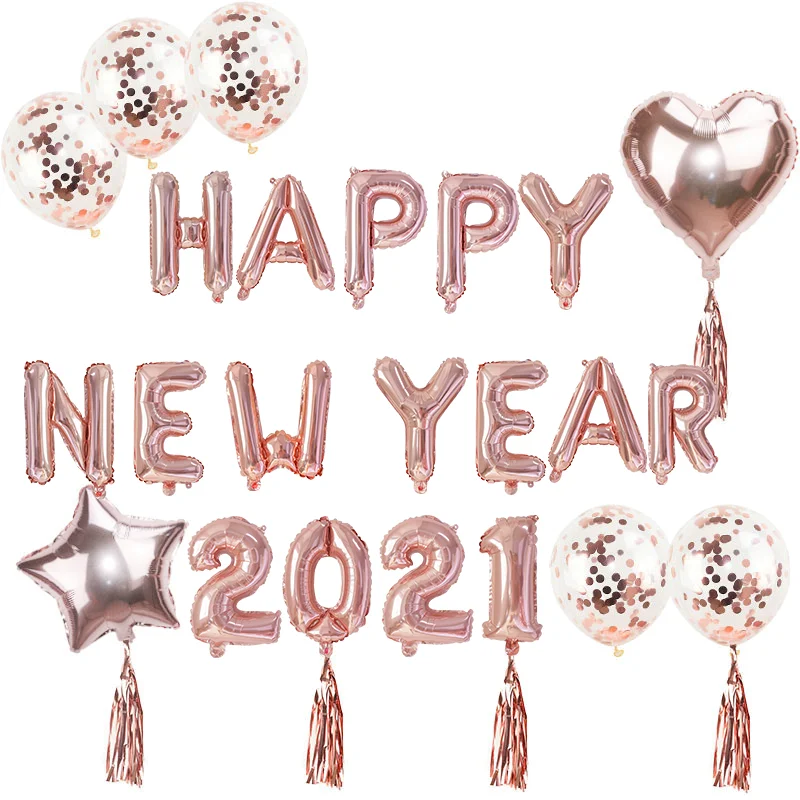 Фольгированные шары с надписью &quotHappy New Year&quot набор шаров цифрами фольгированные