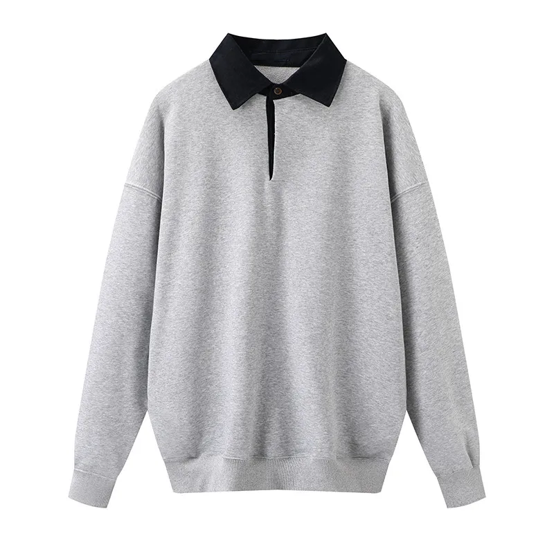 

Свитшот женский оверсайз из мягкого хлопка, с отложным воротником