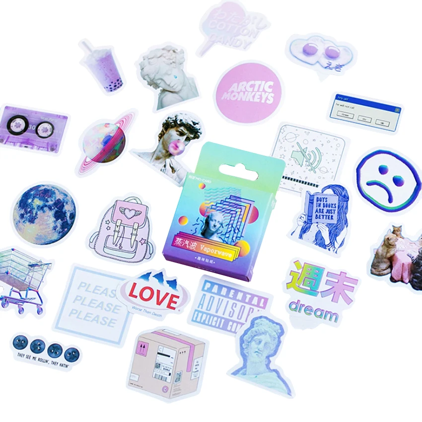 20packs/lot Indian Vaporwave Adhesive Paper Sticker DIY Decoration Scrapbook Sticky Diary Label Stationery Wholesale | Канцтовары для