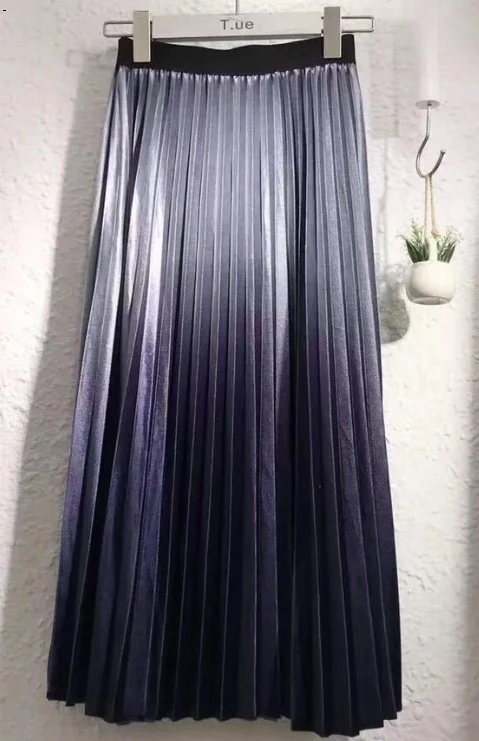 Женские длинные юбки юбка для девочек градиентные новые плиссированные юбки градиентные длинные юбки 6901 осень зима - Цвет: Серый