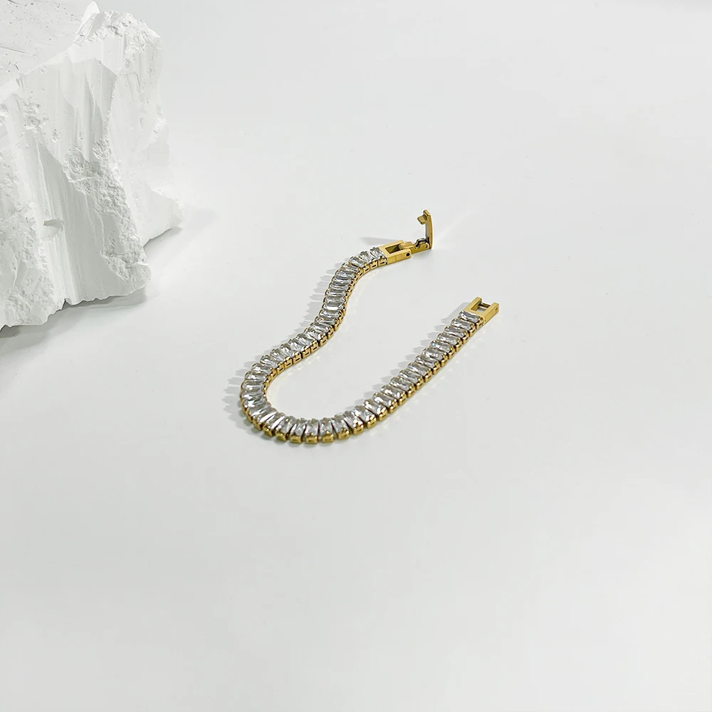 Peri'sbox Luxury Pave Square Cubic Zirconia Bracelet For Women Sparkly Zircon Link Chain Tennis Bracelet Vintage Trendy Bracelet - Image 3