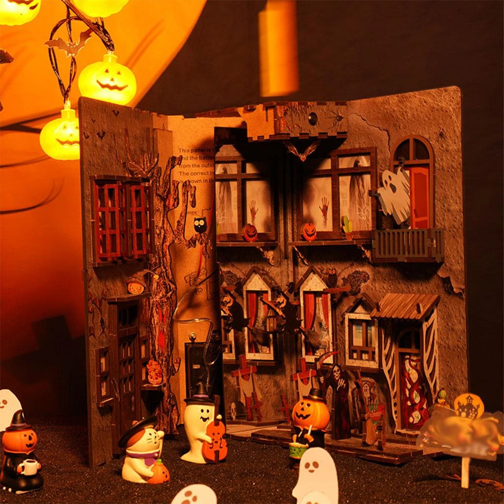 Mini Haunted House Dollhouse Kit, Miniature Toy Dollhouse Kit, DIY