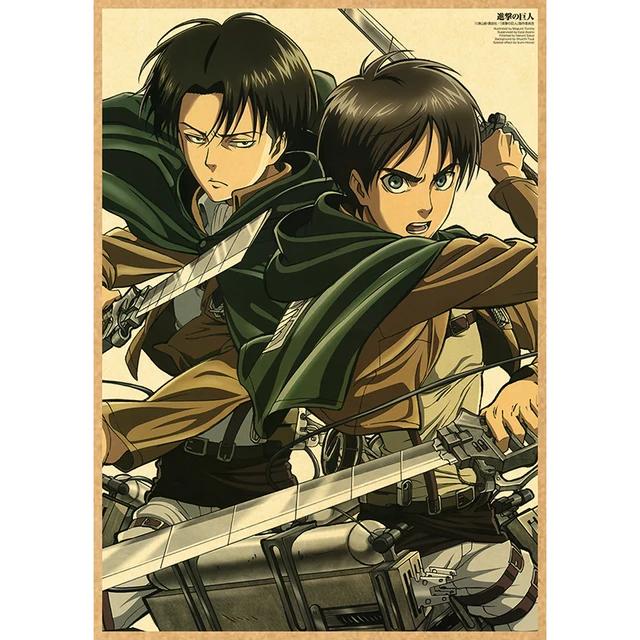 Attack on Titan Anime Poster Decor For Home Posters Room Wall Pictur Kraft Paper Retro And Prints Art Bar Cafe Stickers 24