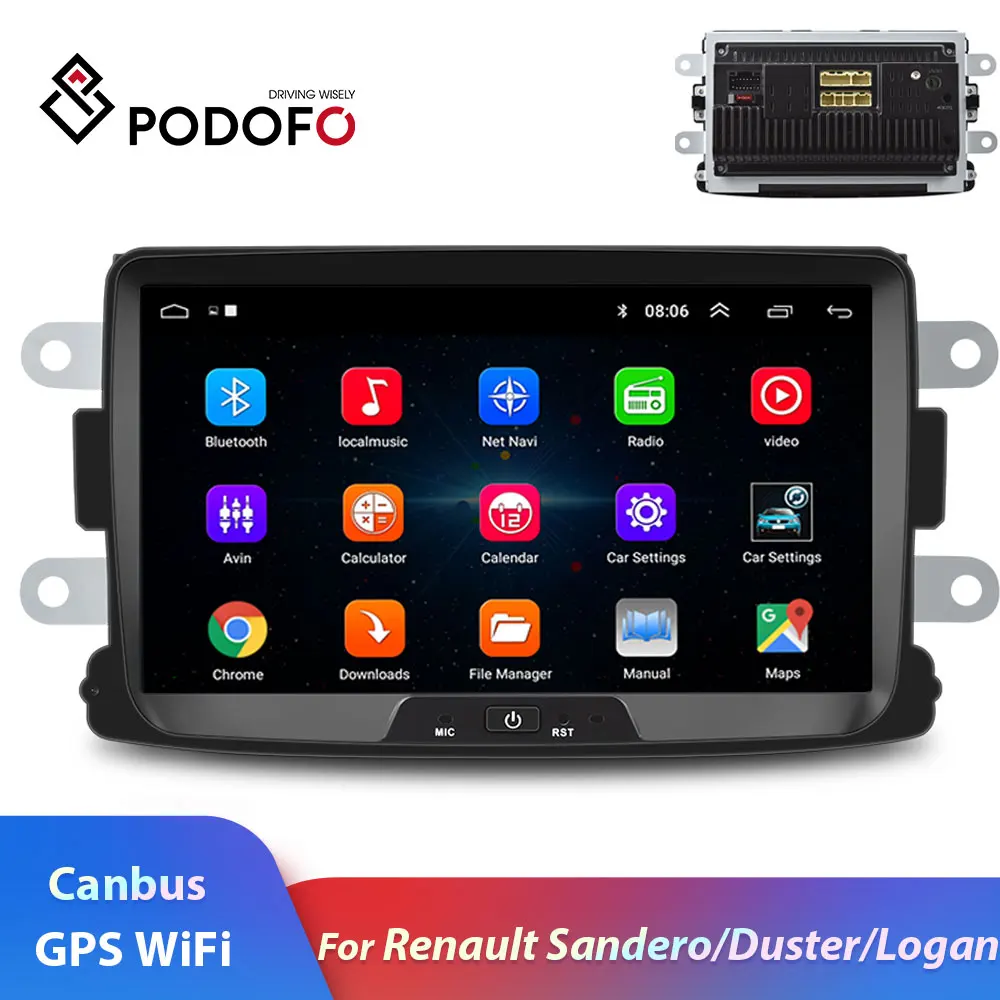 Автомобильный мультимедийный плеер Podofo 2DIN 8 дюймов Android 1 GPS Wi Fi MP5 зеркальный для