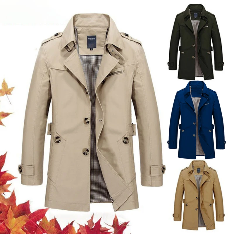 De Primavera de otoño de los hombres nuevo negocio largo 2021 chaqueta rompevientos informal de los hombres abrigo de los hombres de moda abrigo