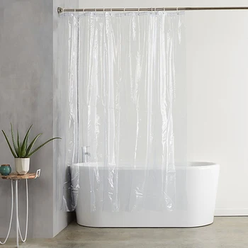 

White Clear Bathroom Curtain Luxury Bath Curtain With Hooks Plastic Polyester Waterproof Transparent Shower Curtain