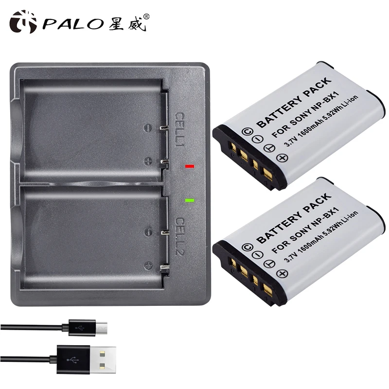 PALO NP BX1 1600mah Цифровая камера Батарея NPBX1 + двойной зарядное устройство для Sony HDR AS200v