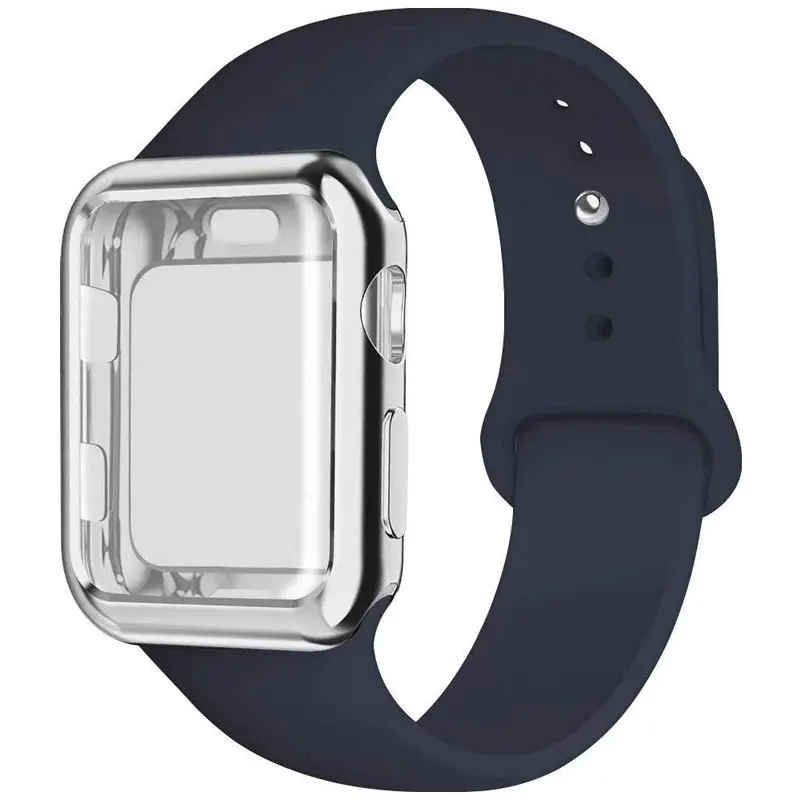 Midnight blue Силиконовый спортивный ремешок для часов, чехол для Apple Watch 5, 4, 3, 2, 1, 38 мм, 42 мм, ремешок для часов iwatch 40 мм, 44 мм, силиконовый браслет - Цвет ремешка: Midnight blue