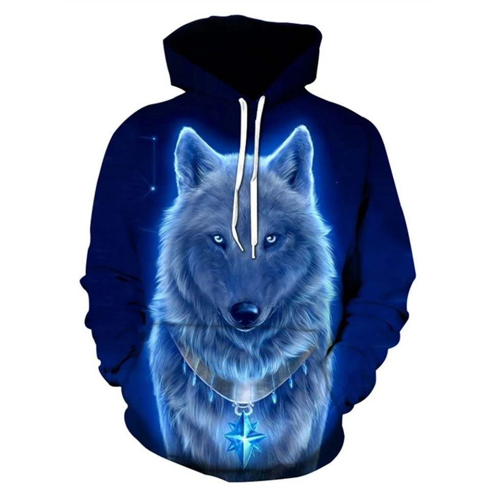 

Spring and Autumn Fashion Men Wolf Animal 3D Printed Hooded Hoodies Men / Women's Design Sweatshirts Harajuku Hoody