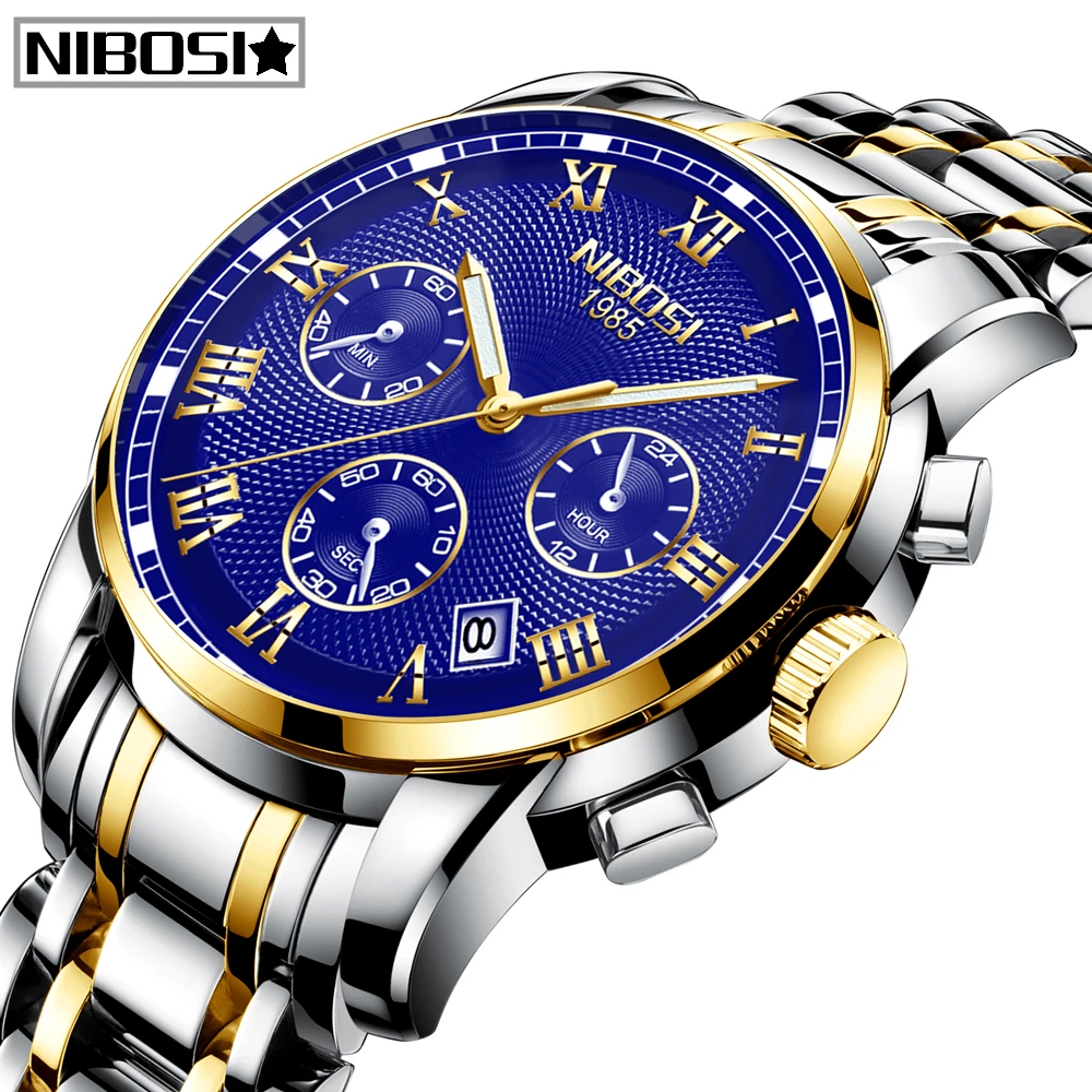 

Relogio Masculino Top Brand Luxury NIBOSI Men Watch Military Watch Men Quartz Clock Male Full Steel Casual Business Gold Watch