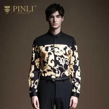 

Pinli 2020 Spring New Slim Patchwork Print Polyester Anti-wrinkle Comfortable Fabrics Business Casual Long-slee Shirt B201313038