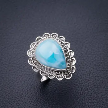 

StarGems Natural Caribbean Larimar Handmade 925 Sterling Silver Ring 9 D8439