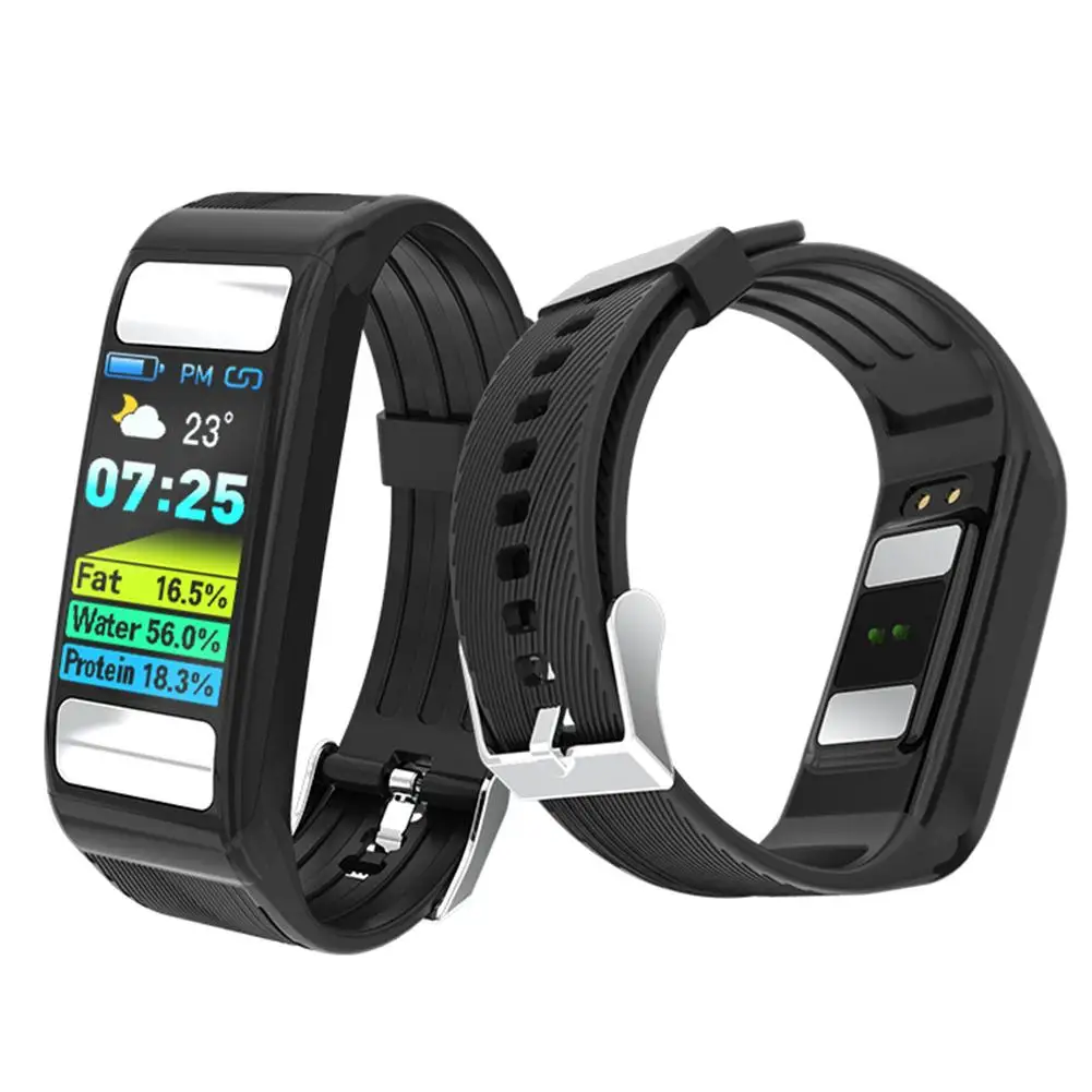 T9 Смарт-часы с монитором жира, калорий, для тренажерного зала, браслет с пульсометром, фитнес-трекер, спортивный браслет для Android, Xiaomi, IOS - Цвет: Black