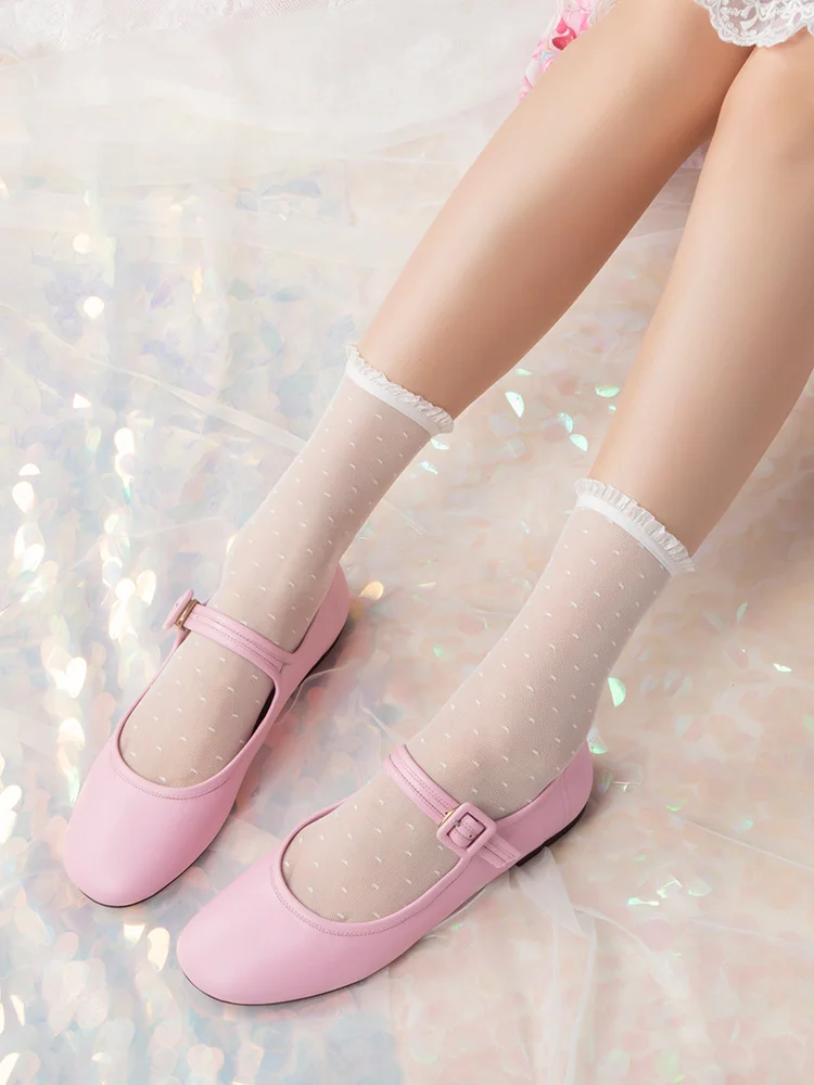 Японский небольшой свежий дышащий сетки кружева точки груды носков девочек Дикий тонкий срез кружева женские носки