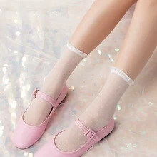 Японский небольшой свежий дышащий сетки кружева точки груды носков девочек Дикий тонкий срез кружева женские носки