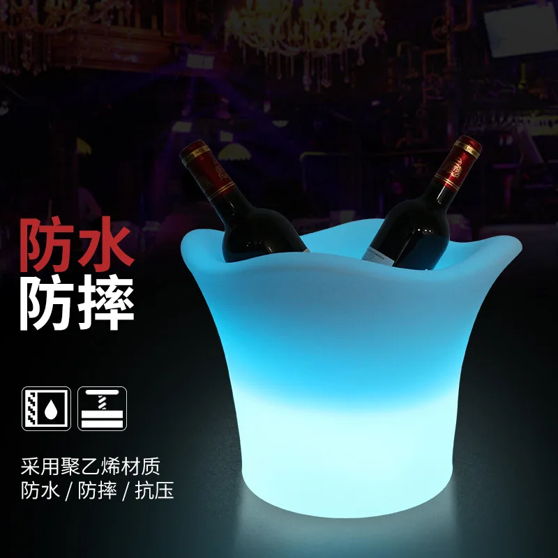 

Wholesale Bar Shining Ice Bucket Creative Nightclub Outdoor Activity bing kuai tong Seven Color Remote Control LED Cocktail Buck