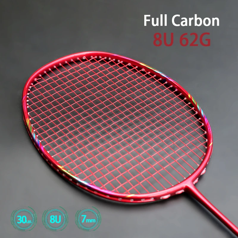 大人用100% カーボンファイバーバドミントンラケット,超軽量,8u,65g
