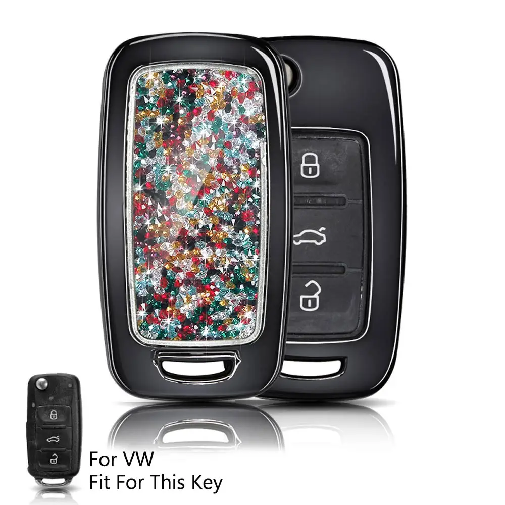 Чехол для ключей автомобиля, брелок для Volkswagen VW Passat Golf 6 Jetta Bora Polo Tiguan Lavida Santana Touran C-TREK, 3 кнопки, Стайлинг автомобиля - Название цвета: Option 2