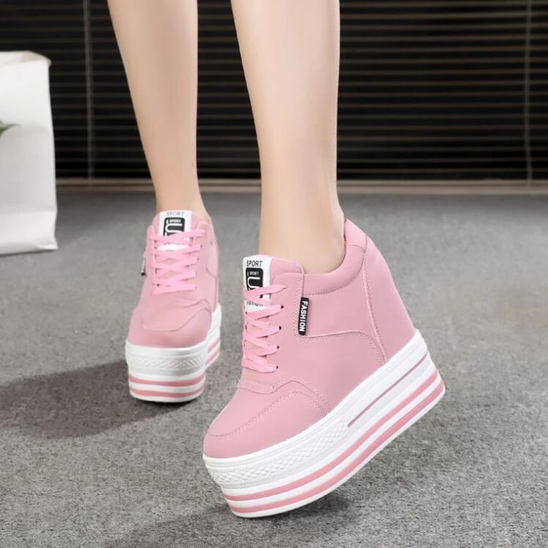 Zapatos deportivos de tacón alto súper grueso para mujer, zapatillas de suela gruesa para Primavera, novedad 2021|Zapatos vulcanizados de mujer| - AliExpress