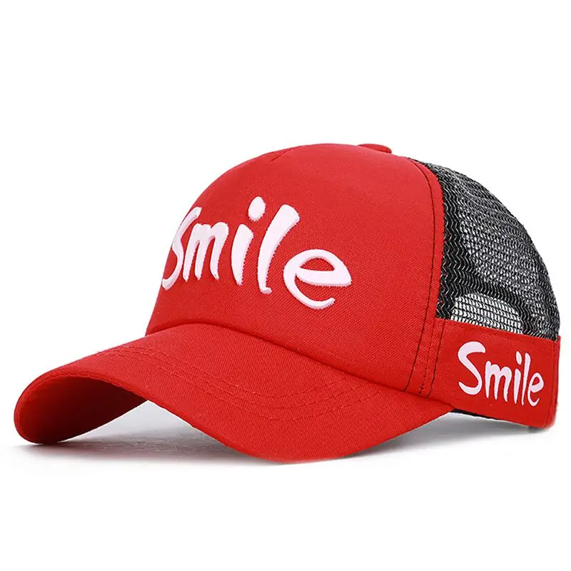 Детская летняя бейсбольная кепка с принтом в виде улыбки и букв с регулируемой застежкой сзади, головной убор, спортивная одежда для улицы