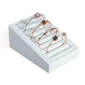 

Elastic PU Leather Bangle Ring Tray Jewelry Display Tray Jewelry Display Stand Bangle Insert Tray White
