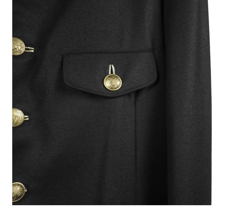 Gold button single breasted military uniform black Italian men's suit loose large coat fashion coat suit for men