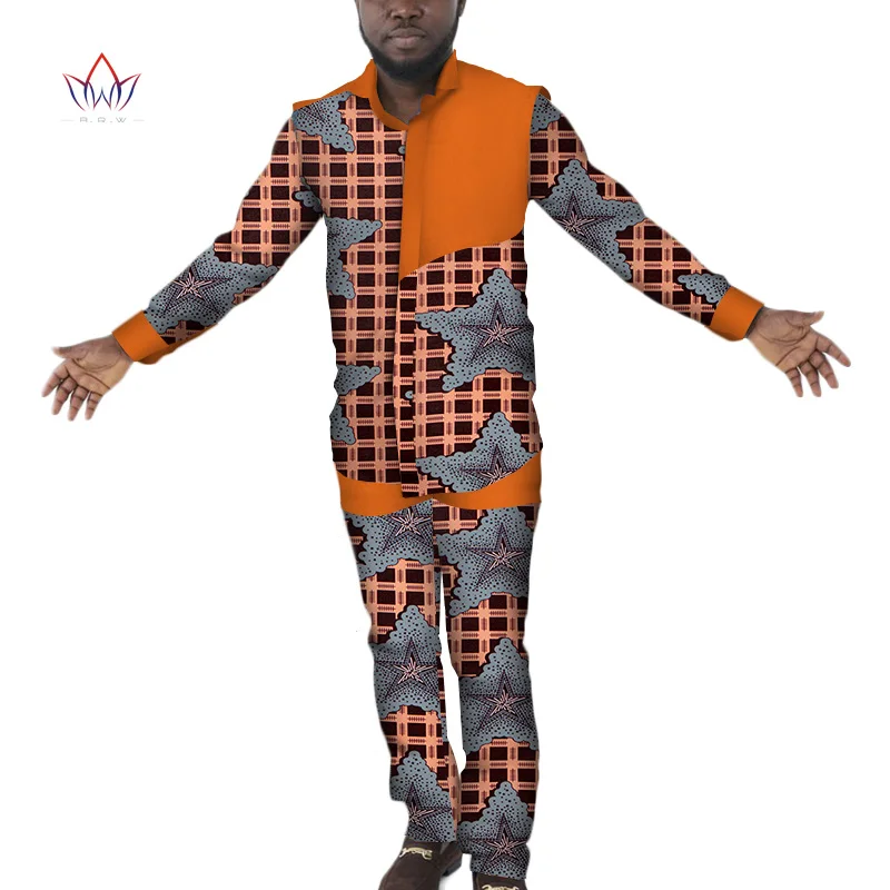 

2020 Natural Spring 5xl Men African Clothing Full Sleeve Dashiki Men 2 Pieces Plus Size African Mens Cotton Clothing BRW WYN619