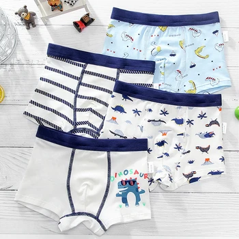 

4 Piece Kids Boys Underwear Cartoon Children's Shorts Panties for Baby Boy Boxers Stripes Dinosaur Cotton Underpants