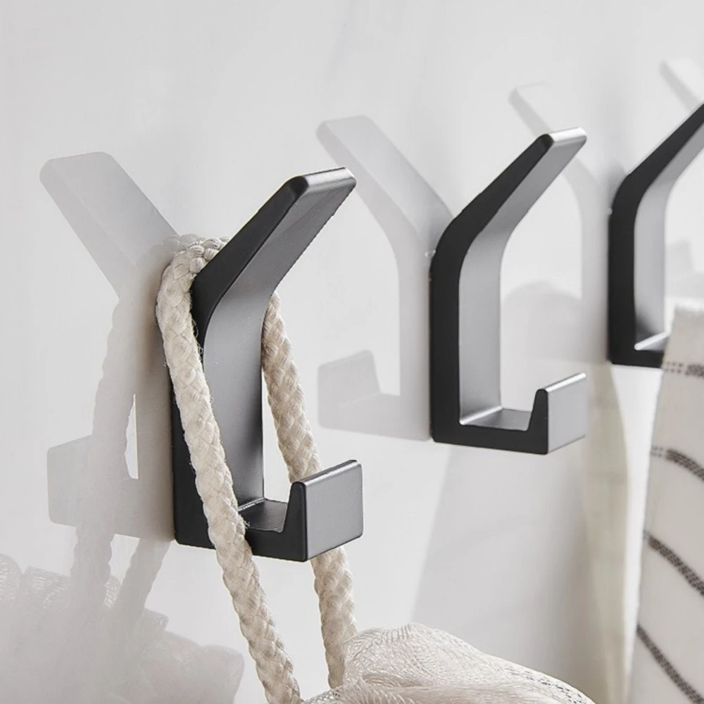 5pcs Double Hook Black White Towel Hook For Bathroom Clothes Hook For Bedroom Robe Hook Coat Hook For Bathroom Accessories