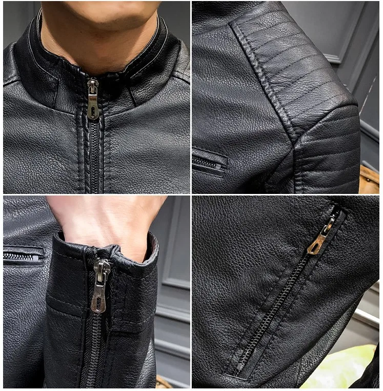 Модный бренд High Street искусственная кожа для мужчик куртка Байкер Slim Fit замшевые куртки для мужчин Твердые молнии ПУ Топы пальто DS50869