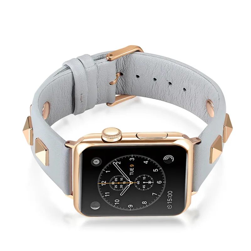 Панк кожаный ремешок для Apple watch band 44 мм 40 iWatch 38 42 браслет из натуральной кожи 5 4 3