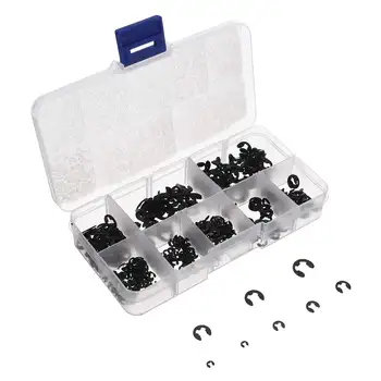 

550pcs Black Manganese Steel E-type Circlip Split Washer 1.5-6mm Combination Open Snap Ring E-type Retaining Ring Shaft Buckle
