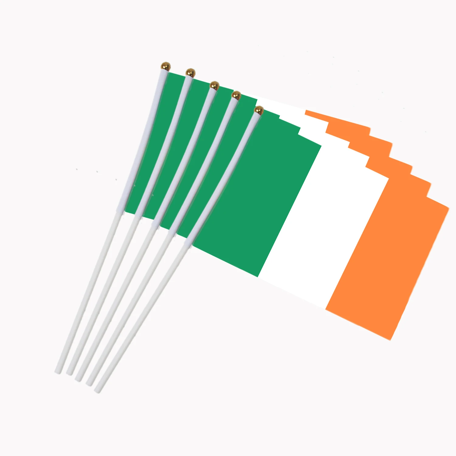 5 шт. палка флаг 14*21 см ручной мини-флаг с белый шест-яркий цвет и не выцветает ручные палки флаги - Цвет: 5pcs Ireland flags