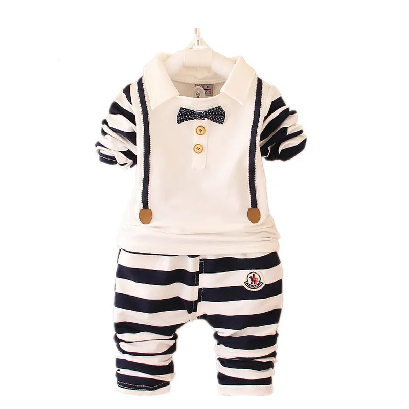 Демисезонный детей прогулок одежда для маленьких мальчиков, костюм с принтом для девочек, футболка в полоску для мальчиков и девочек и штаны 2 шт./компл. для малышей Модная одежда для детей, тренировочный костюм для маленьких мальчиков