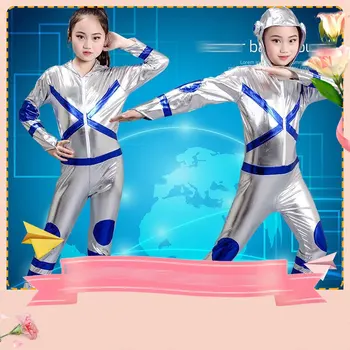 

Childs Kids Space Boy Man Suit Astronaut Fancy Dress Costume Outfit Robot Astronaut Performance Space Dance Show