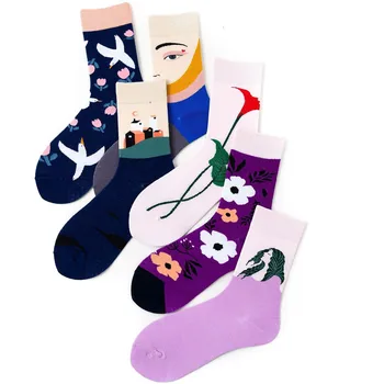 

Women Thin Sock Novelty Ladies Bird Flower Socks Colorful Unisex Long Sweet Cotton Sox Female Spring Summer Trendy Calcetines