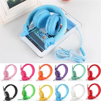 

10 Colors 3.5mm Wired Headphones With Microphone Headband Headset Earphone for iPad Tablet Computer Smart Phones